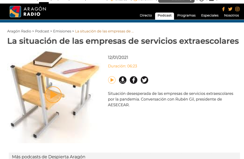 Aragon Radio - situación de las empresas de servicios extraescolares